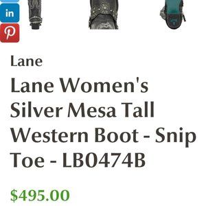 Lane Womens Western Boots size 9.0